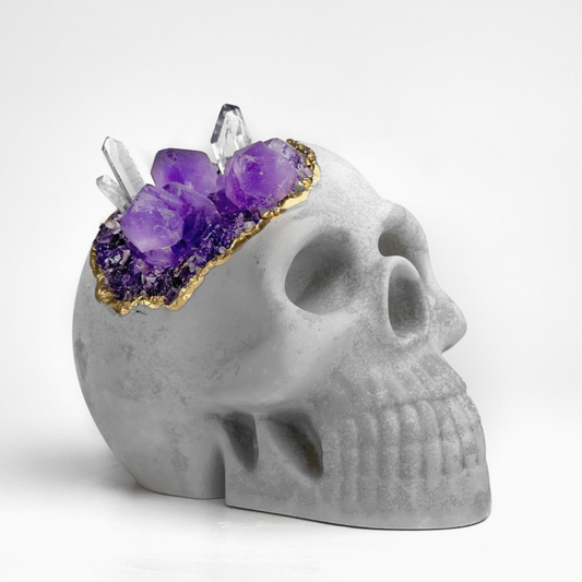 Clear Quartz and Amethyst Skull